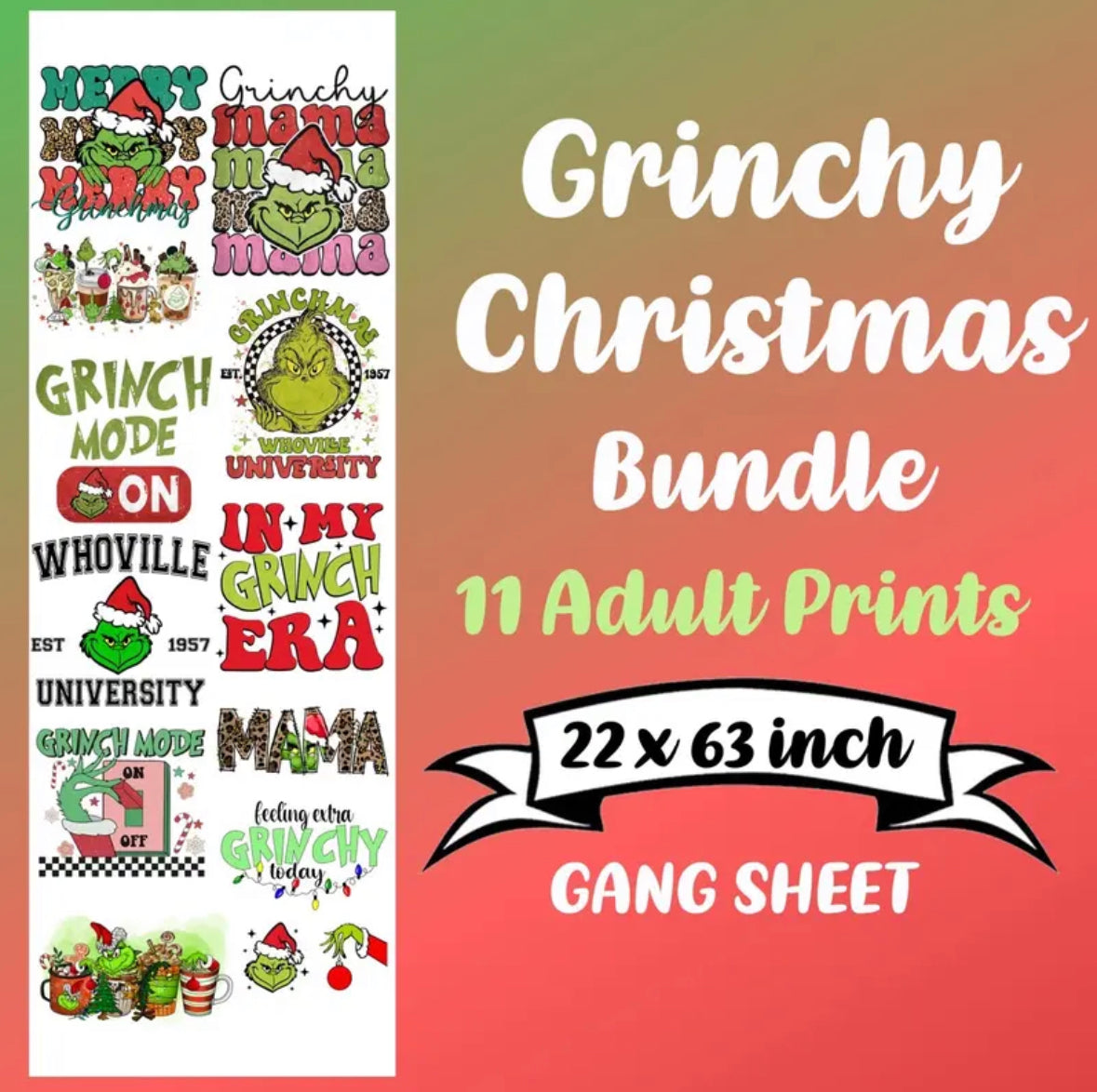 Grinchy Christmas Premade Gangsheet
