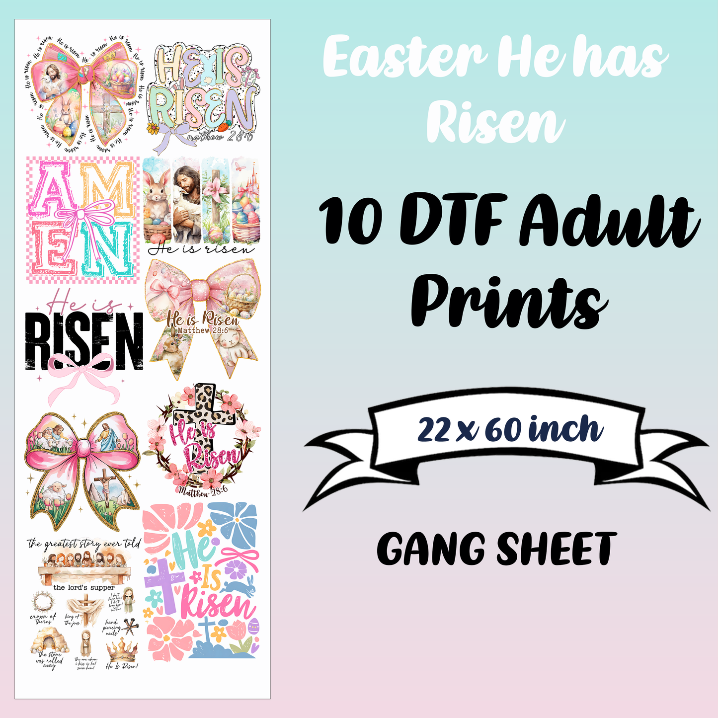 Easter He Has Risen Premade Gangsheet Bundle