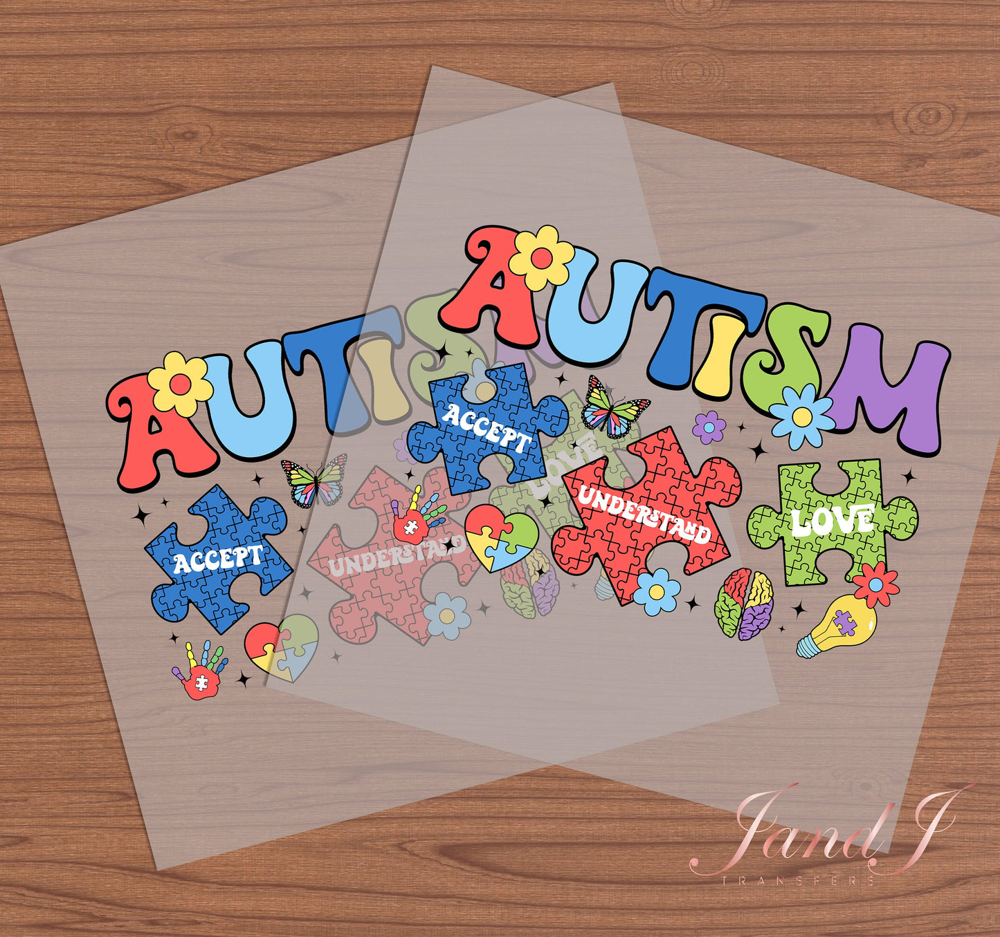 Autism Accept Understand Love DTF Transfers Ready To Press, Direct To Film Transfer ,DTF Prints