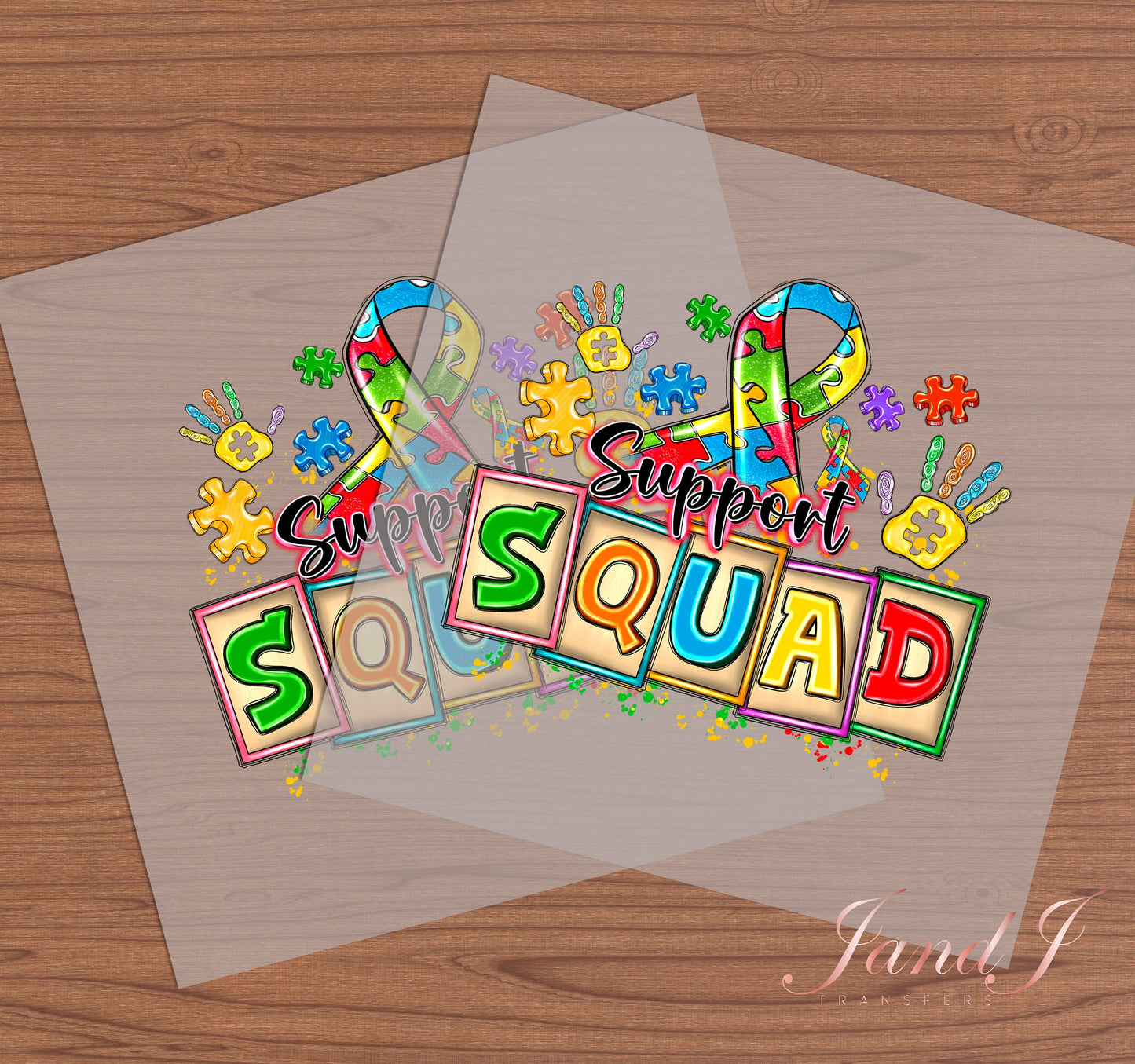 Autism Support Squad DTF Transfers Ready To Press, Direct To Film Transfer ,DTF Prints