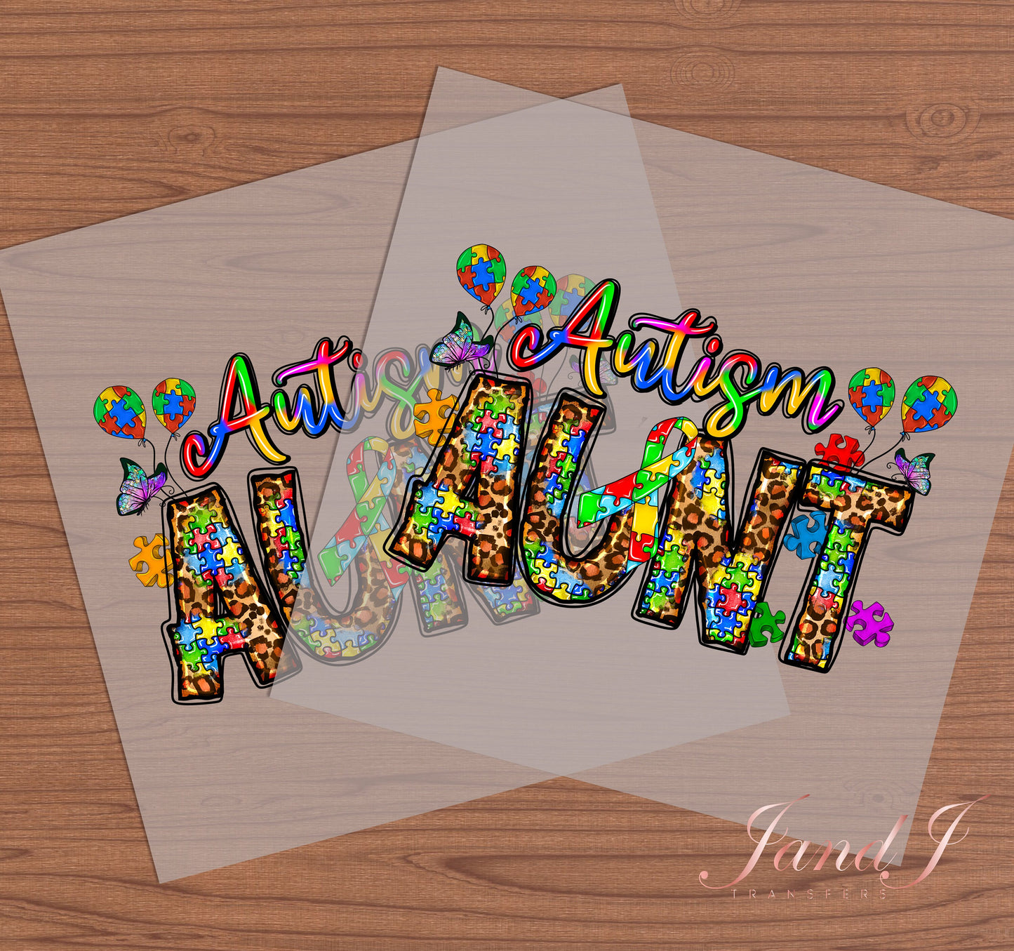 Autism Auntie DTF Transfers Ready To Press, Direct To Film Transfer ,DTF Prints