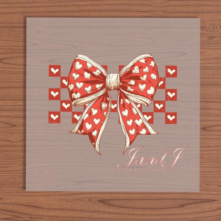 Red Valentine Bow Vibes Transfers Ready To Press, Direct To Film Transfer ,DTF Prints