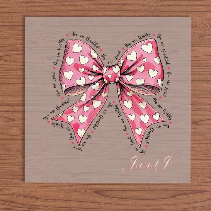 Pink Valentine Bow Vibes Transfers Ready To Press, Direct To Film Transfer ,DTF Prints