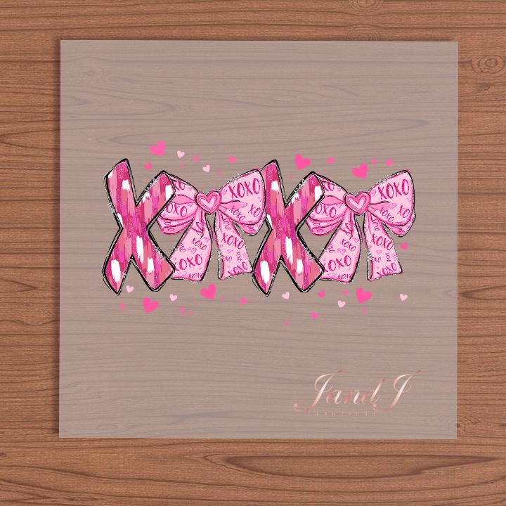 XOXO Pink Bow Vibes Transfers Ready To Press, Direct To Film Transfer ,DTF Prints