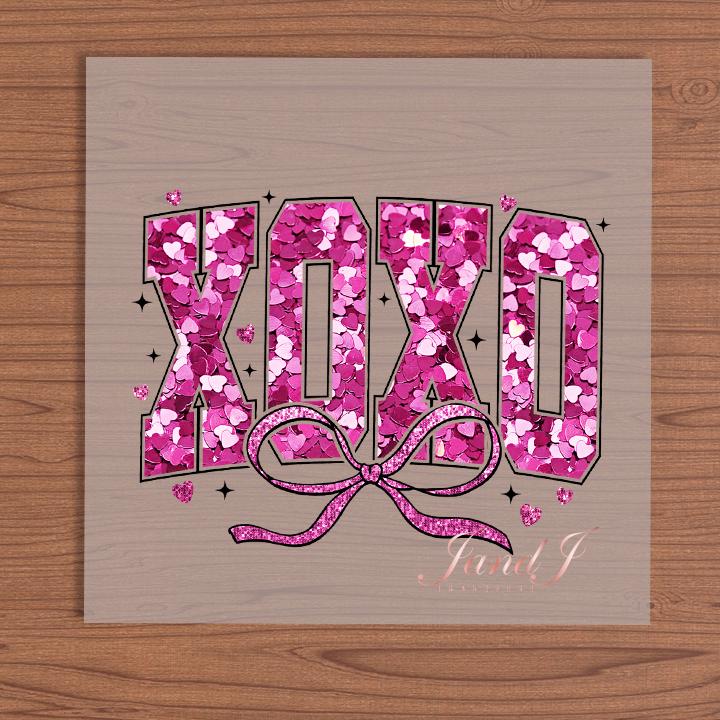 XOXO Pink Valentine Bow Vibes Transfers Ready To Press, Direct To Film Transfer ,DTF Prints