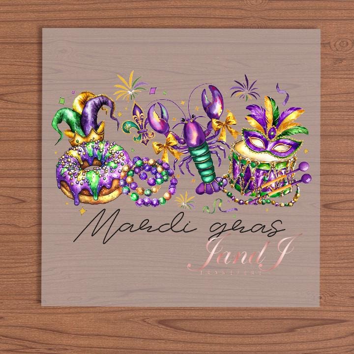 Mardi Gras DTF Transfers Ready To Press, Direct To Film Transfer ,DTF Prints