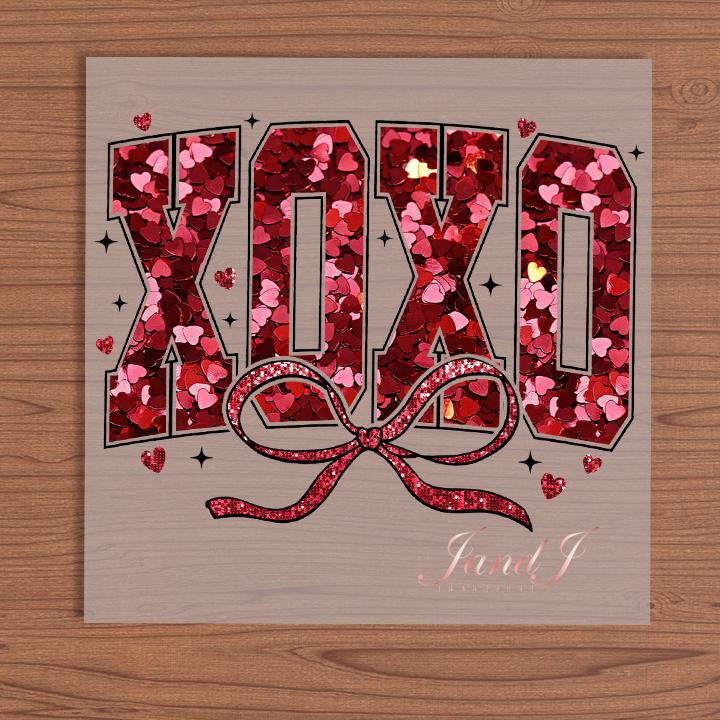 XOXO Red Valentine Bow Vibes Transfers Ready To Press, Direct To Film Transfer ,DTF Prints