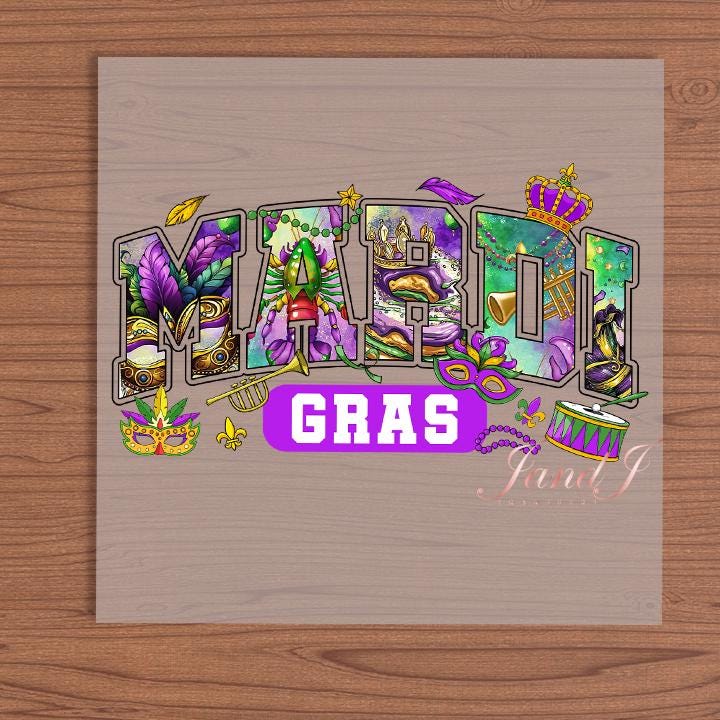 Mardi Gras DTF Transfers Ready To Press, Direct To Film Transfer ,DTF Prints