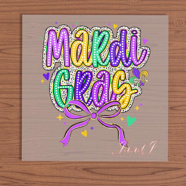 Mardi Gras Bow DTF Transfers Ready To Press, Direct To Film Transfer ,DTF Prints