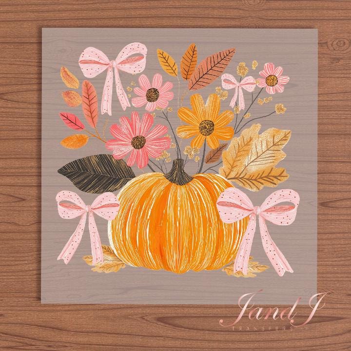 Fall Pumkin Vibes bow, Fall Autumn Pumkin DTF Transfers Ready To Press, Direct To Film Transfer DTF, DTF Prints, Ready To Press