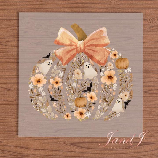 Pumkin Bow Flower Fall Vibes, Fall Autumn Pumkin DTF Transfers Ready To Press, Direct To Film Transfer DTF, DTF Prints, Ready To Press
