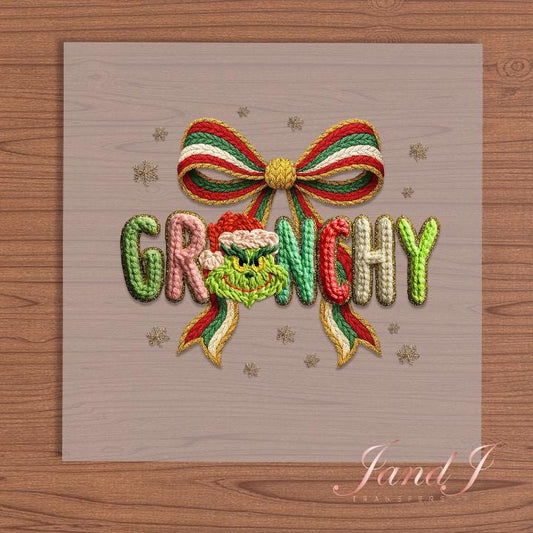 Grinchy Bow DTF Transfers Ready To Press, Direct To Film Transfer ,DTF Prints