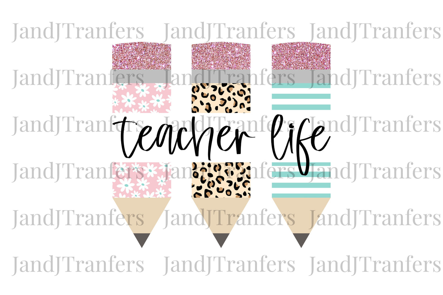 Teacher Pencil Leopard DTF- DTF Transfers Ready To Press, Direct To Film Transfer ,DTF Prints