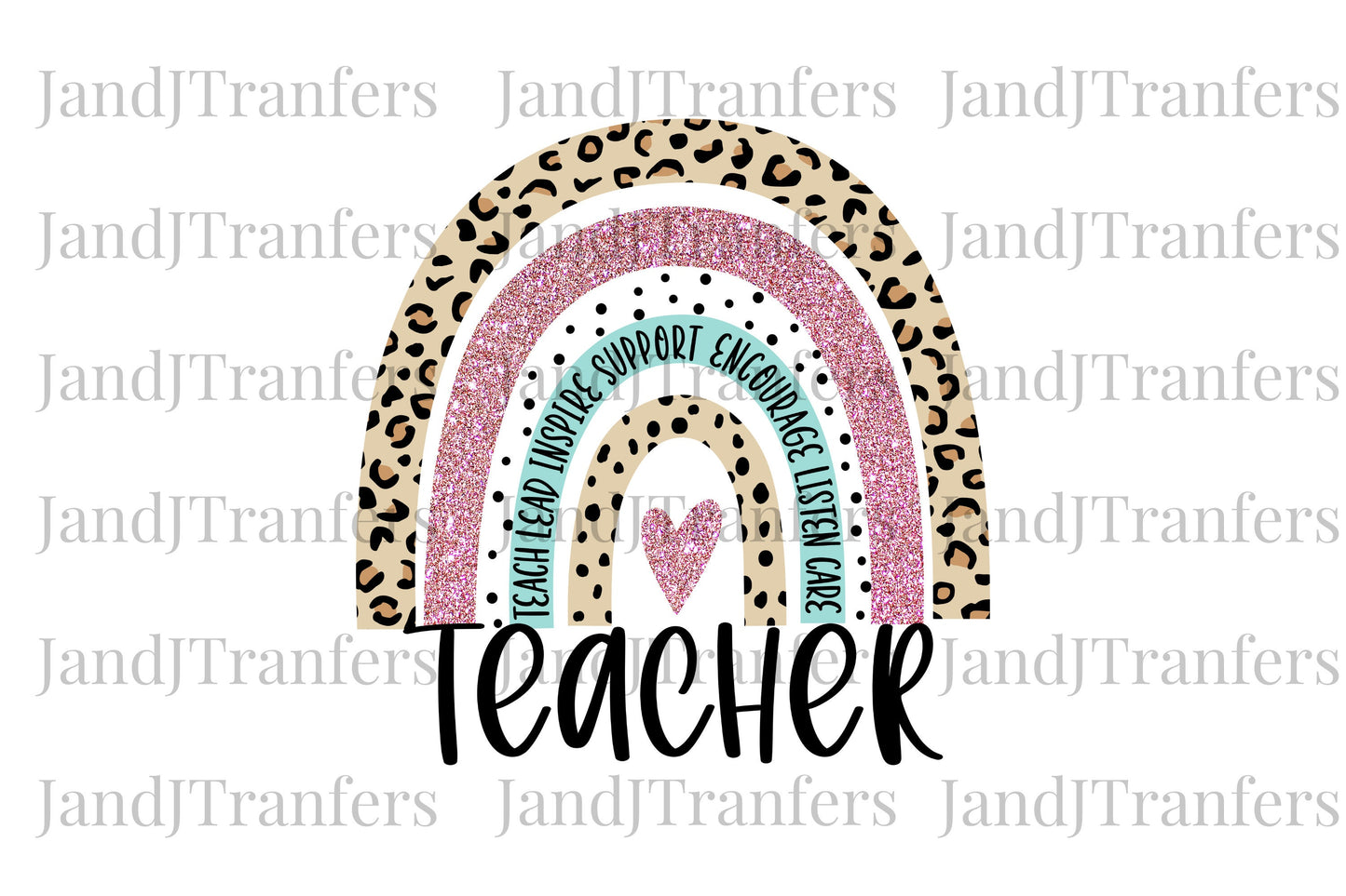 Teacher Rainbow Leopard DTF- DTF Transfers Ready To Press, Direct To Film Transfer ,DTF Prints