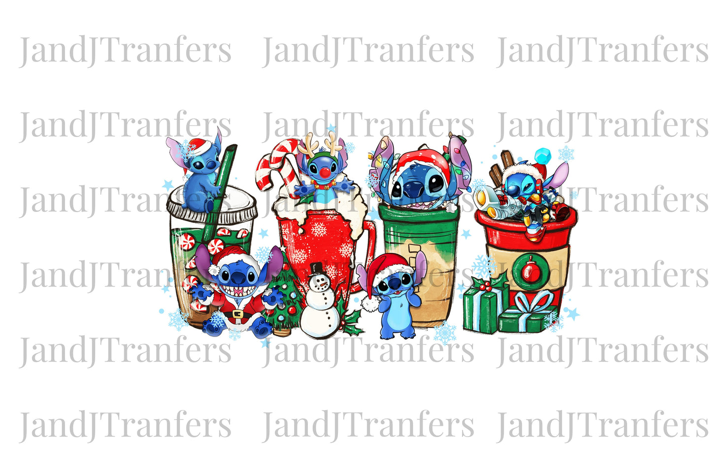 Alien Christmas latte coffee DTF Transfers Ready To Press, Direct To Film Transfer ,DTF Prints