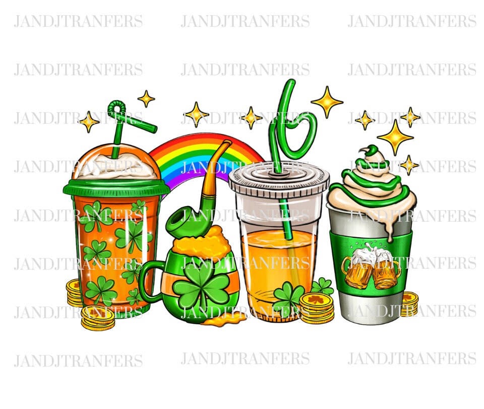 St Patrick’s Day Coffee Latte DTF Transfers Ready To Press, Direct To Film Transfer ,DTF Prints