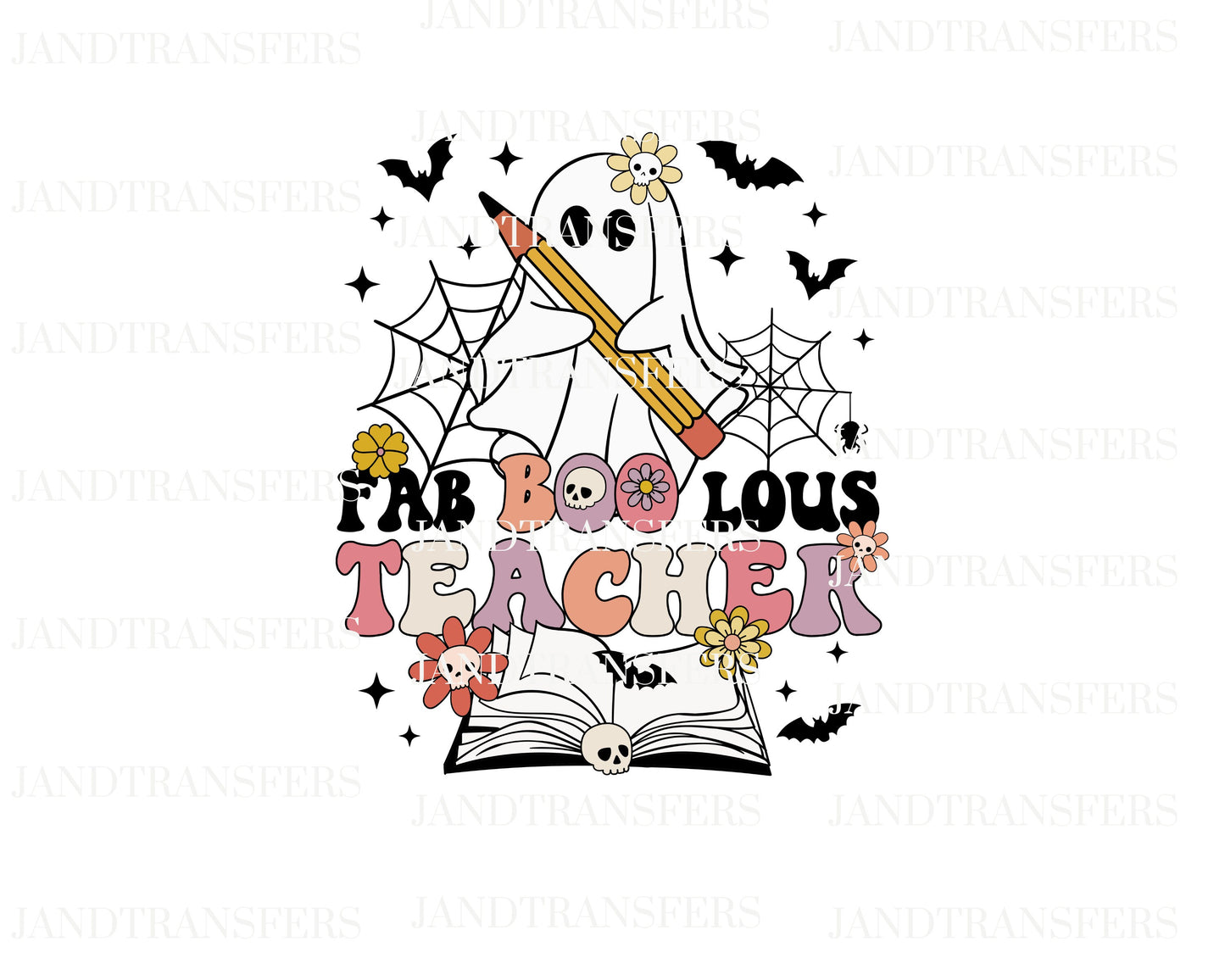 Fabboolous Teacher DTF Transfers Ready To Press, Direct To Film Transfer,, DTF, DTF Prints, Ready To Press Halloween