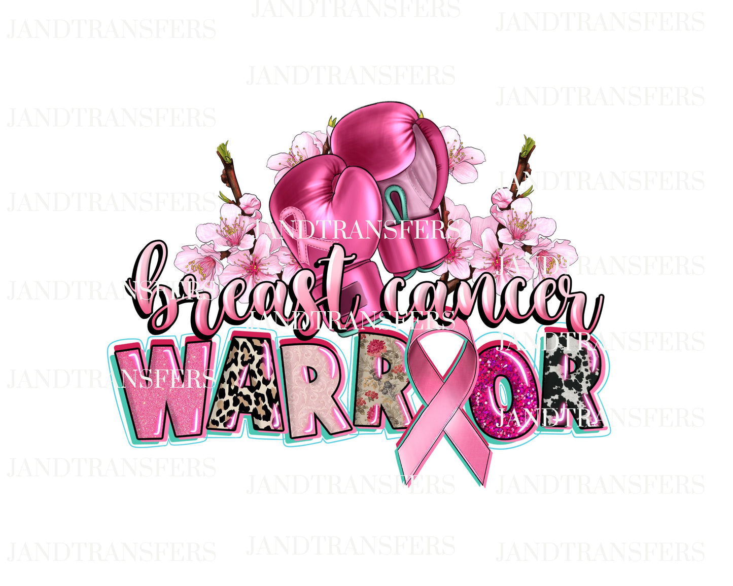 Breast Cancer Warrior DTF Transfers Ready To Press, Direct To Film Transfer ,DTF Prints