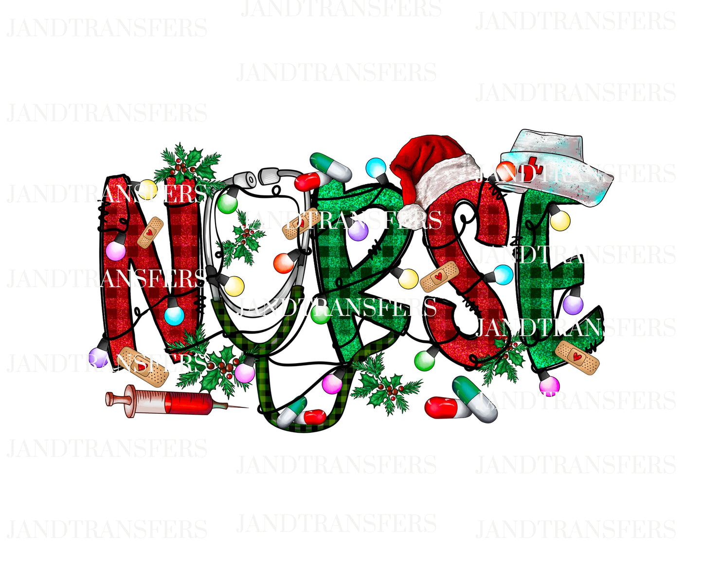 Christmas Nurse DTF- DTF Transfers Ready To Press, Direct To Film Transfer ,DTF Prints
