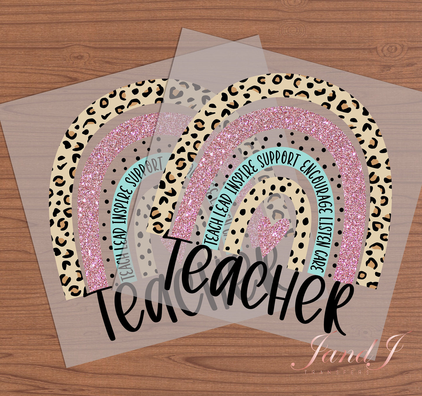 Teacher Rainbow Leopard DTF- DTF Transfers Ready To Press, Direct To Film Transfer ,DTF Prints