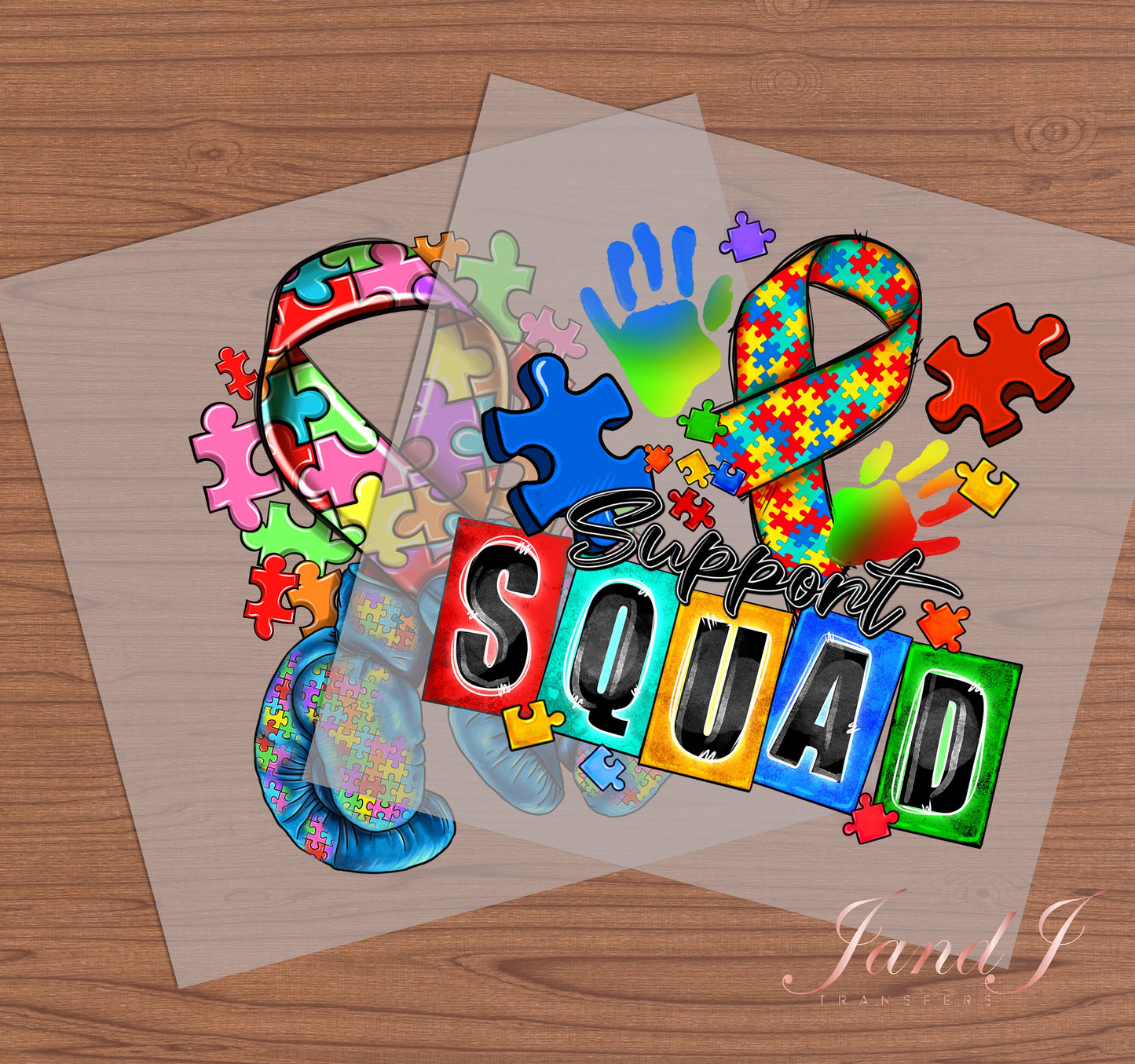Support Squad Autism DTF Transfers Ready To Press, Direct To Film Transfer ,DTF Prints