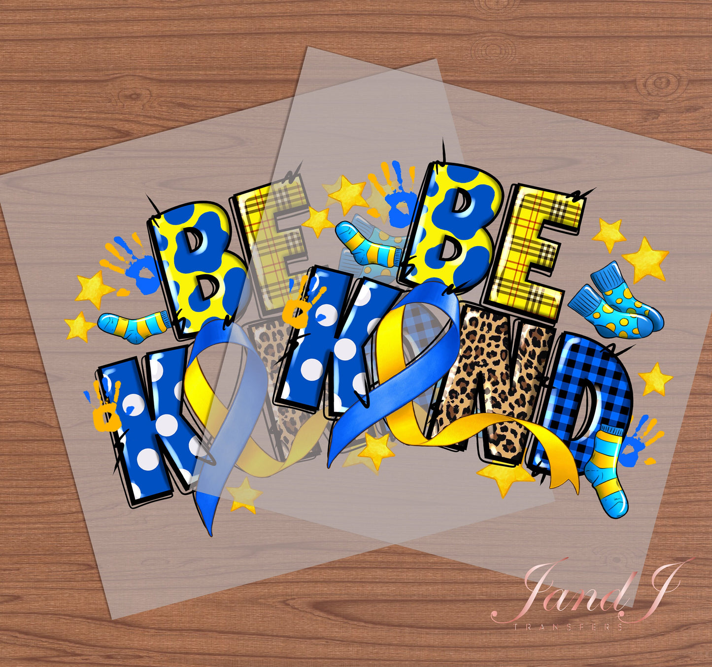 Be Kind Down Syndrome Awareness DTF Transfers Ready To Press, Direct To Film Transfer ,DTF Prints