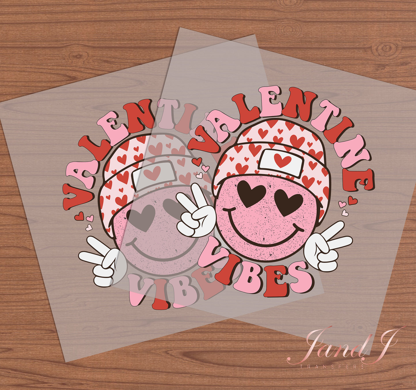 Valentine Vibes Happy Face Transfers Ready To Press, Direct To Film Transfer ,DTF Prints