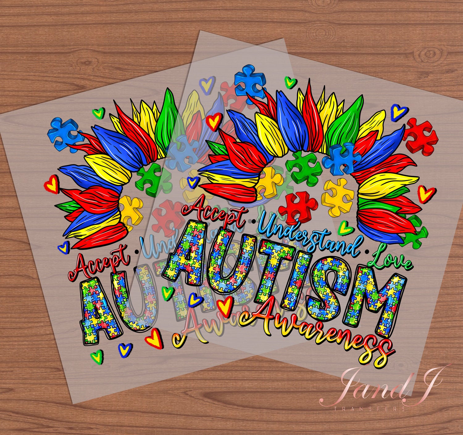 Accept Understand Love Autism DTF Transfers Ready To Press, Direct To Film Transfer ,DTF Prints