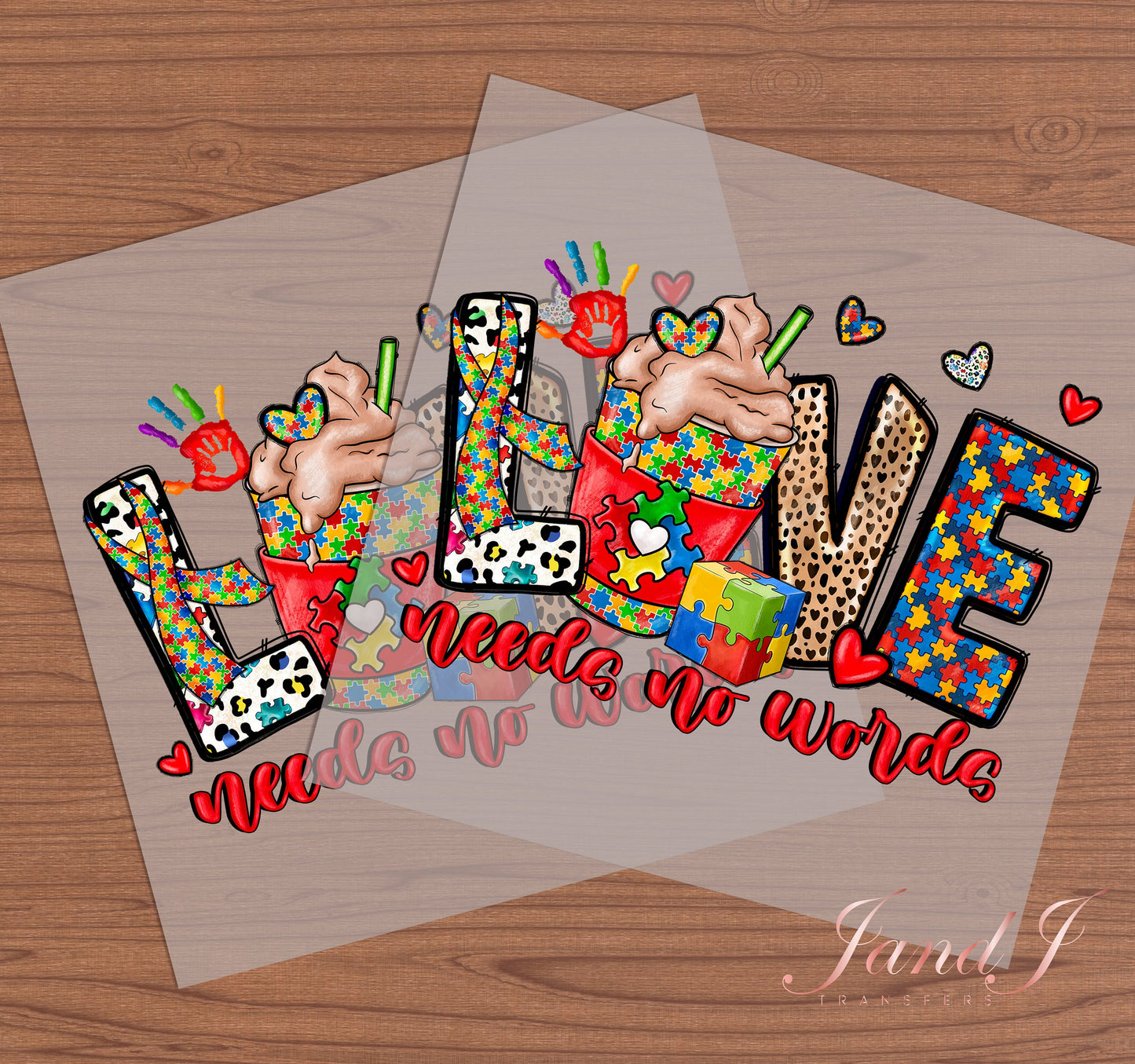 Love Needs No Words Autism DTF Transfers Ready To Press, Direct To Film Transfer ,DTF Prints