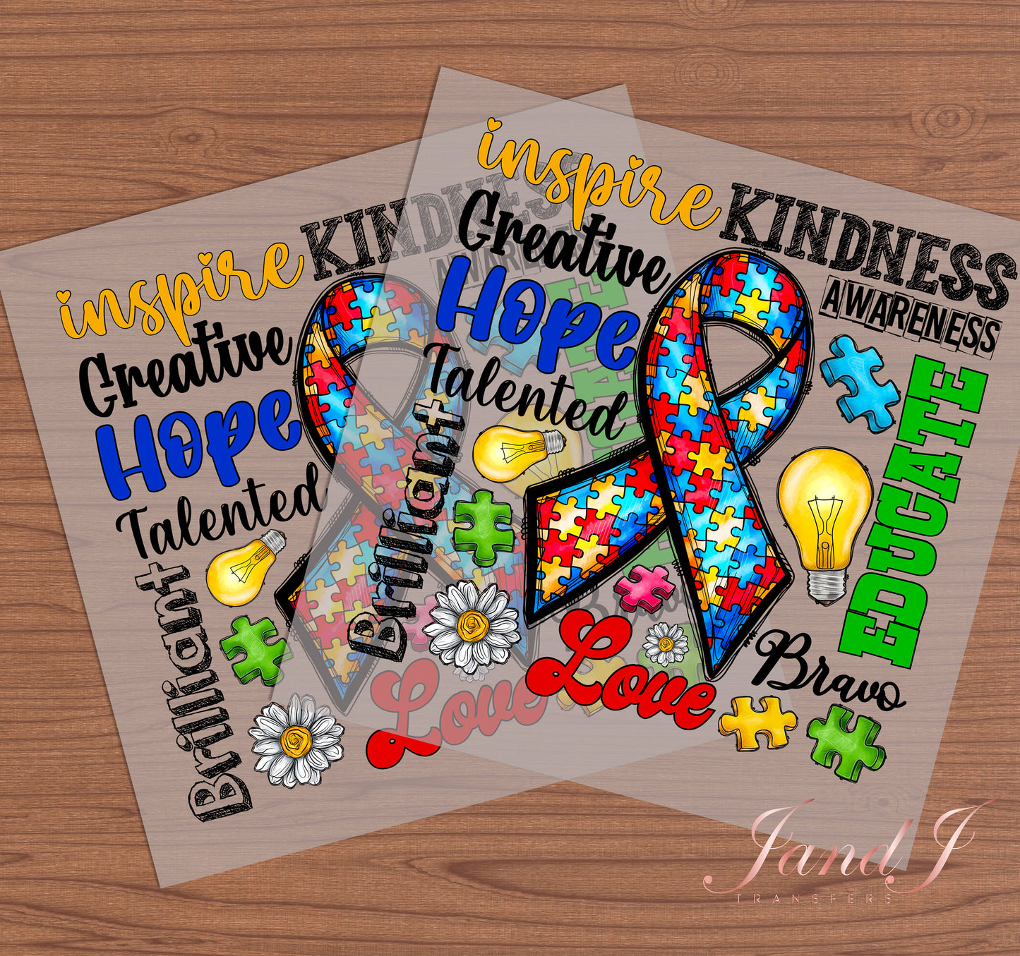 Autism Inspire DTF Transfers Ready To Press, Direct To Film Transfer ,DTF Prints