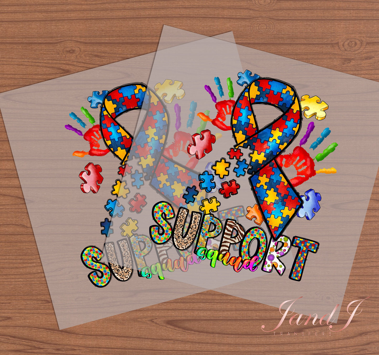 Support Squad Autism DTF Transfers Ready To Press, Direct To Film Transfer ,DTF Prints