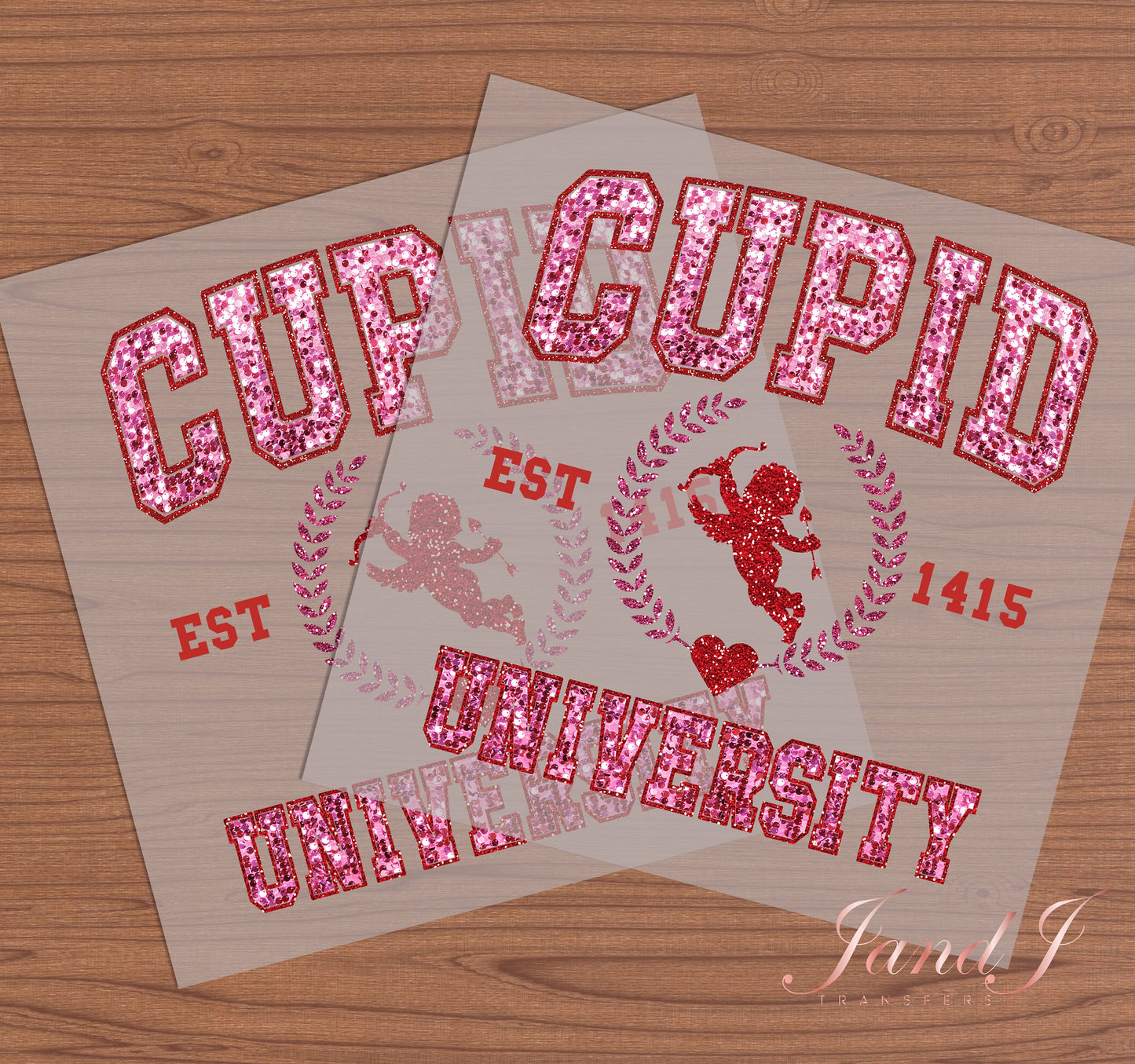 Cupid University Glitter DTF Transfers Ready To Press, Direct To Film Transfer ,DTF Prints