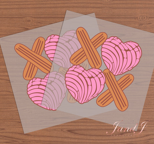 Concha Heart Valentines XOXO DTF Transfers Ready To Press, Direct To Film Transfer ,DTF Prints