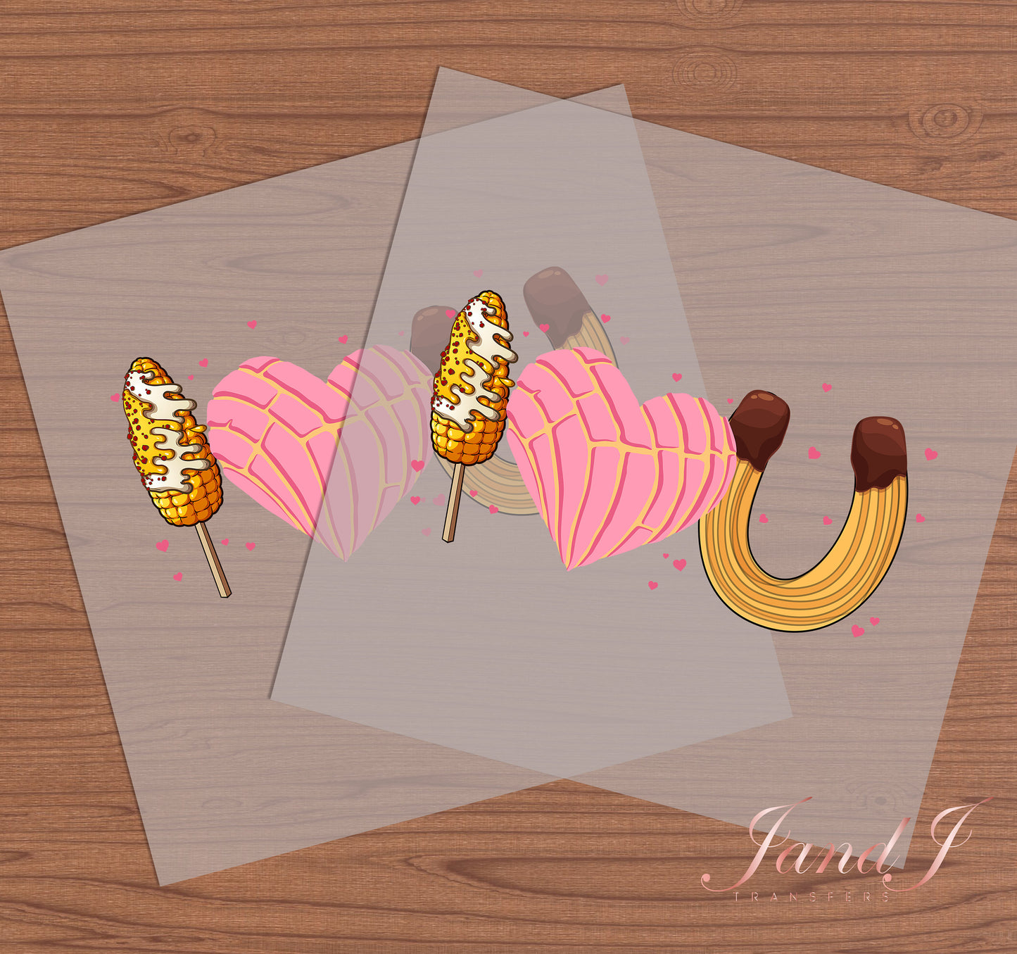 Conchas Elotes Churros I Love You Valentine's XOXO DTF Transfers Ready To Press, Direct To Film Transfer ,DTF Prints