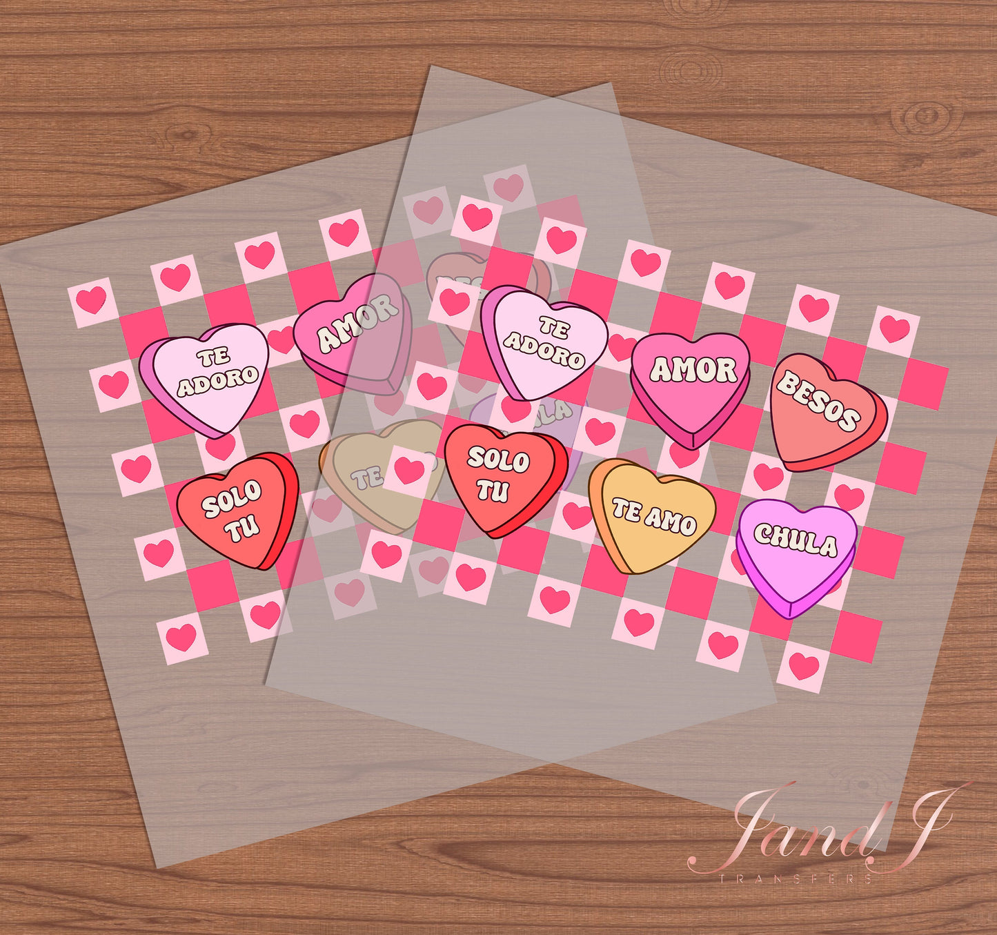 Spanish Valentine's Hearts XOXO DTF Transfers Ready To Press, Direct To Film Transfer ,DTF Prints
