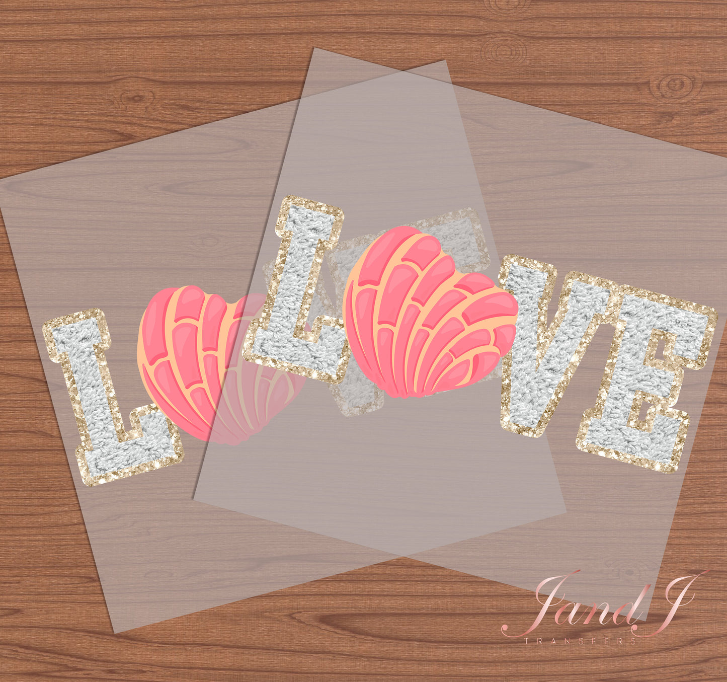 Love Concha Valentine's Glitter DTF Transfers Ready To Press, Direct To Film Transfer ,DTF Prints