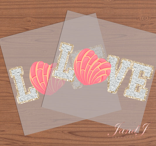 Love Concha Valentine's Glitter DTF Transfers Ready To Press, Direct To Film Transfer ,DTF Prints