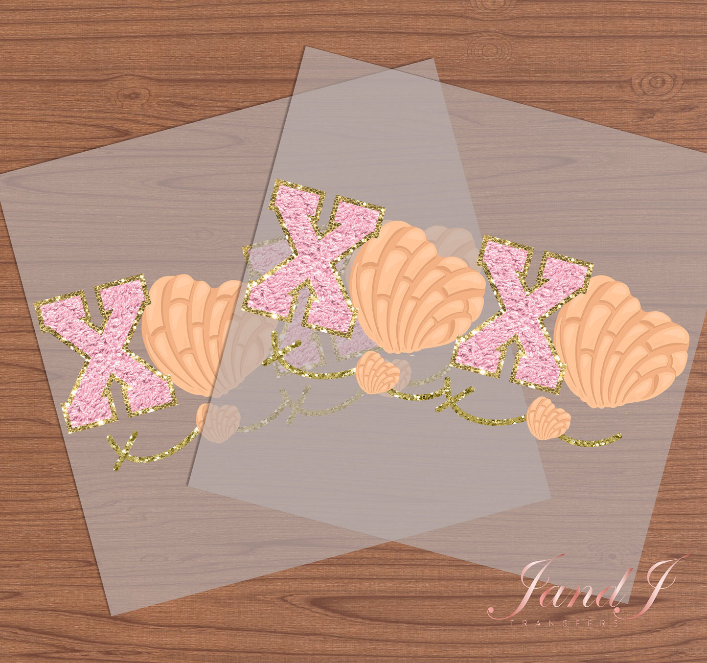 XOXO Concha Valentine's Glitter Faux DTF Transfers Ready To Press, Direct To Film Transfer ,DTF Prints