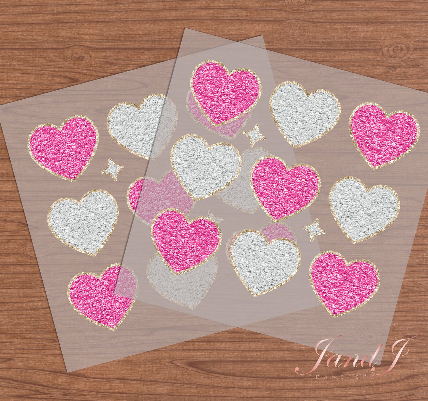 Hearts Chenille Sequin Glitter DTF Transfers Ready To Press, Direct To Film Transfer ,DTF Prints
