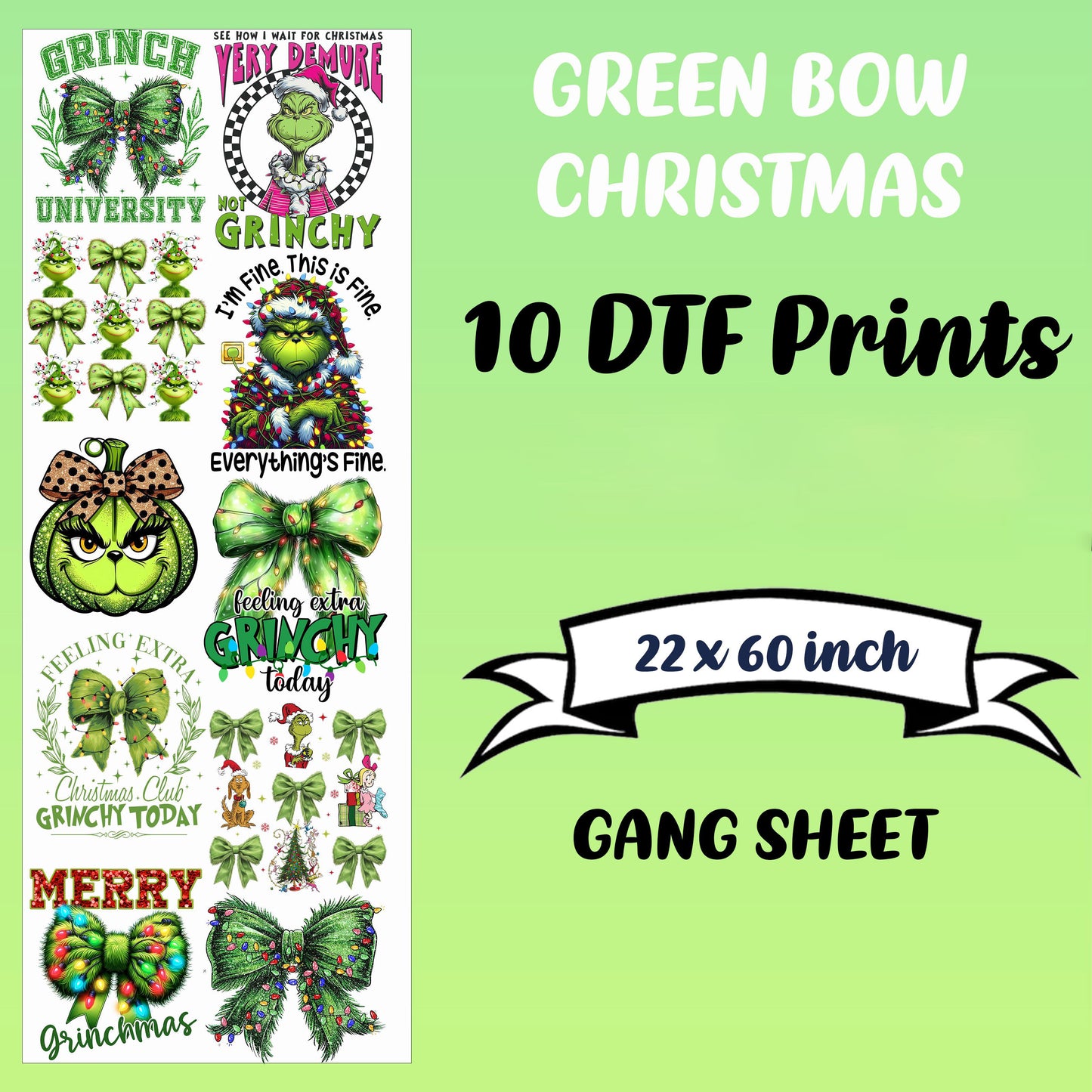 Green Bow Christmas Premade Gang sheet (Copy)