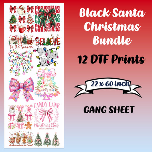 Black Santa Christmas Premade Gang sheet