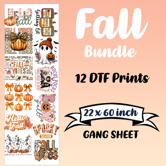 Fall Gangsheet DTF Transfers Ready To Press, Direct To Film Transfer ,DTF Prints