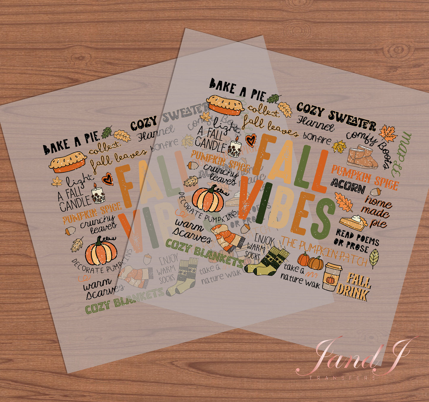 Fall Vibes Pumkin DTF Transfers Ready To Press, Direct To Film Transfer, DTF Prints, Ready To Press