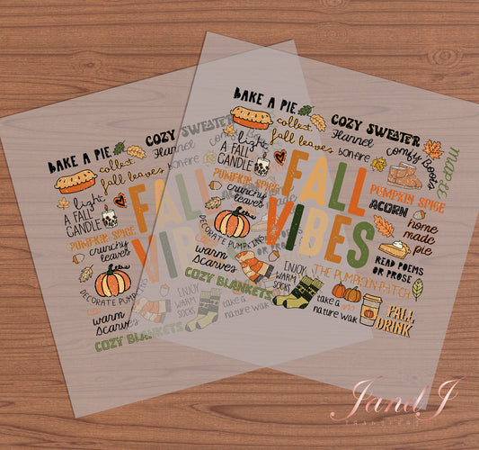 Fall Vibes Pumkin DTF Transfers Ready To Press, Direct To Film Transfer, DTF Prints, Ready To Press