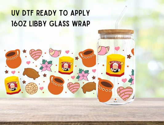 UV DTF Concha Mexican Hispanic 16oz Ready To Apply Libby Glass Wrap, Glass Cup Can Wraps