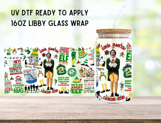 UV DTF Christmas 16oz Ready To Apply Libby Glass Wrap, Glass Cup Can Wraps