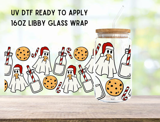 UV DTF Christmas ghost Lights 16oz Ready To Apply Libby Glass Wrap, Glass Cup Can Wraps