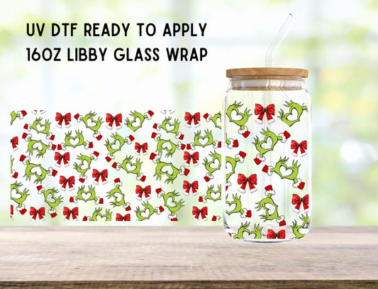 UV DTF Christmas 16oz Ready To Apply Libby Glass Wrap, Glass Cup Can Wraps