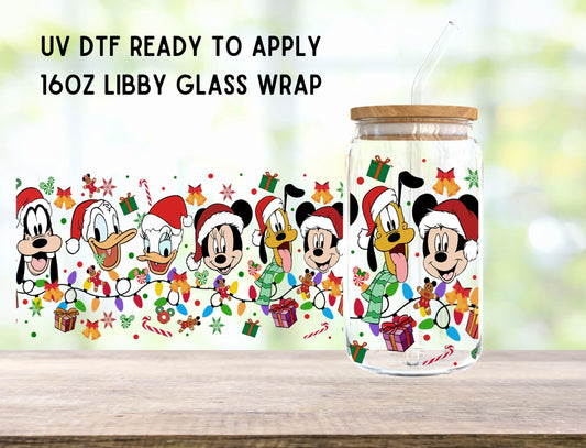 UV DTF Christmas 16oz Ready To Apply Libby Glass Wrap, Glass Cup Can Wraps