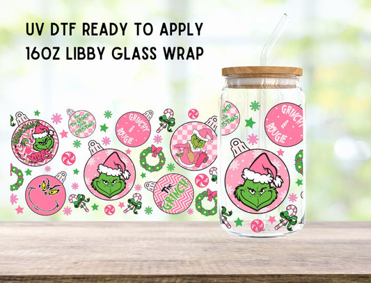 UV DTF Christmas 16oz Ready To Apply Libby Glass Wrap, Glass Cup Can Wraps